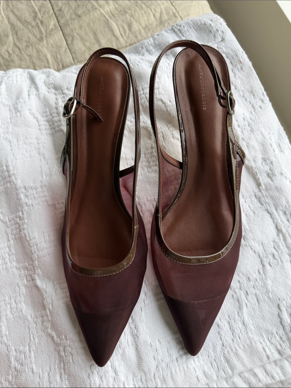 Women's Slingback Pointed-Toe Flats - Brown